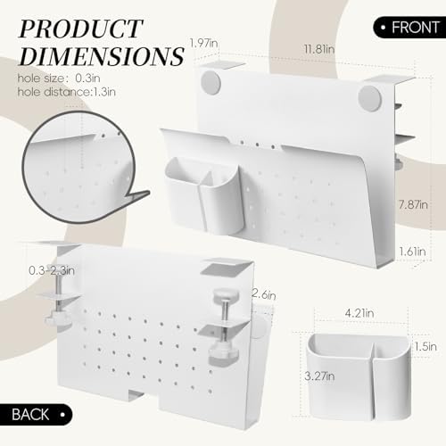 Under Desk Laptop Holder, No Drill Table Side Storage Organizer, White Clamp On Desktop Shelf Steel Table Hanging Mount File Tray, Desk Accessories & Workspace Organizers (White) - Image 2