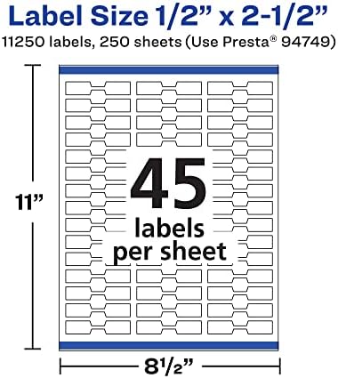 Avery® Matte White Barbell Labels, Sure Feed® Technology, 0.5" x 2.5", 11,250 White Labels, Permanent Adhesive, Laser/Inkjet Printable - Image 4