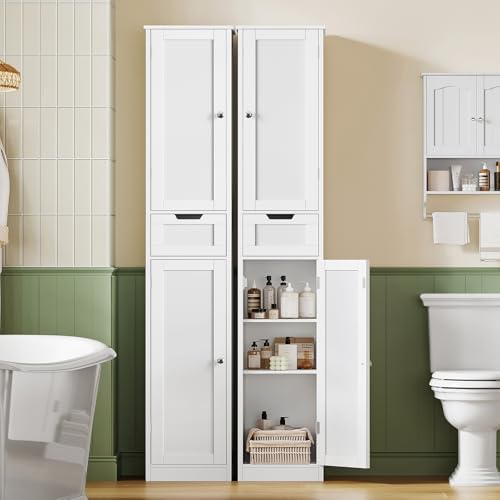 Iwell 66.9" Tall Bathroom Storage Cabinet with 2 Doors & 1 Drawer - Image 2