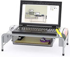 Simple Houseware Metal Desk Monitor Stand Riser w/ Organizer Drawer, Silver - Image 4