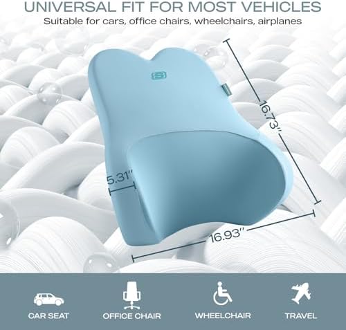 Skechers Air-Cooled & Memory Foam Lumbar Pillow,Lumbar Support Pillow for Office,Chair Lower Back Pain Relief Lumbar Pillow,Ergonomic Design Back Support Pillow for Office Chair,Car,Home,Travel,Blue - Image 5