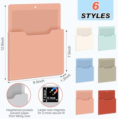 Fuutreo Magnetic Wall File Holder,6pcs,Vintage Boho,Vertical-large - Image 2