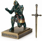 King's Guard Knight Pen Holder with a Letter Opener Desk Organizers Green by HDMbigmiHomeDecorations