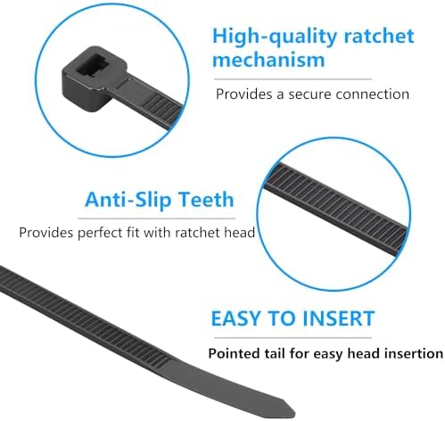 8 Inch Black Zip Ties 5000 Pack Cable Ties 35 LBS - Image 4