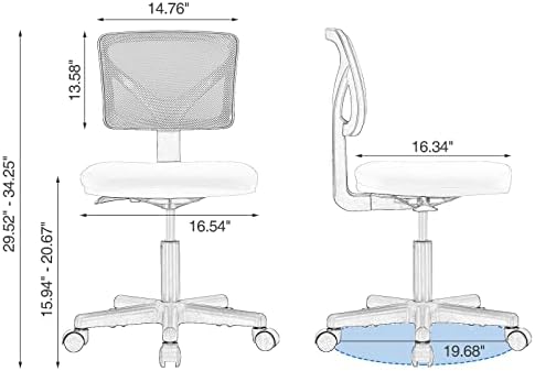 Sweetcrispy Small Armless Desk Chair, Mesh Rolling Office Chairs - Image 2