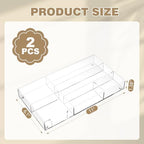 Briwooody 2 Pcs Clear Acrylic Desk Drawer Organizer 11 x 6 x 1.38 Inch Drawer Organizer Trays with 4 Compartments Desk Accessories for Office Makeup Silverware Bathroom - Image 7