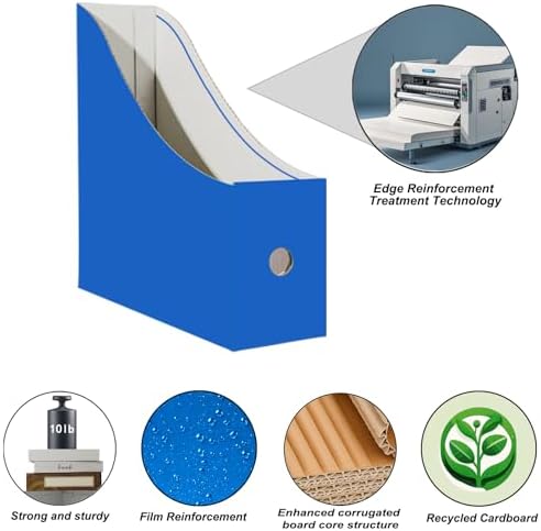 Limitliho 24 Pack Six color Cardboard Magazine Holder for Desk or Shelves - Image 3