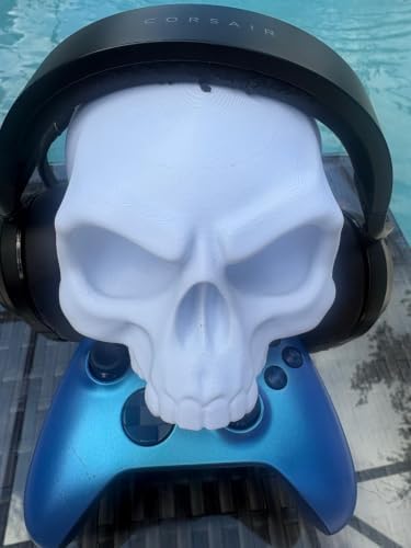 Artistic Crânio Stand for Headphones and Video Game Controllers - Gaming Station Organizer and Display - Bone White - Image 4