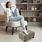 CAROLMADE Small Foot Stool Ottoman Footstool with Legs Under Desk Footrest for Living Room Bedroom and Office,Linen-Stripe Green - Image 4