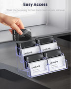 Uniclife 4 Pack Acrylic Business Card Holder for Desk 8 Slots Clear Business Card Display Stand for Men & Women Desktop Business Card Organizer Card Stand for Office Home Exhibition, 480 Card Capacity - Image 3
