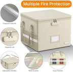 ENGPOW 5200°F File Box Fireproof Document Box with Lock,Heat Insulated Collapsible File Storage Organizer Box with Handle,Portable Home Office File Cabinet for Hanging Letter/Legal Size Folder, Beige - Image 5