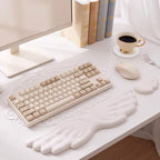 4 Pcs Cute Angel Wing Lace Keyboard Wrist Rest & Mouse Pad Coaster Set - Image 3