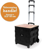 Inspired Living Collapsible Ultra-Slim Pack-N-Roll,2 Wheel Utility Cart w/Lid Used as Seat up to 250 Lbs, Telescopic Handle, Super Strong, for Home,Garden,Shopping,Office,School, Large, Pink Marble - Image 4