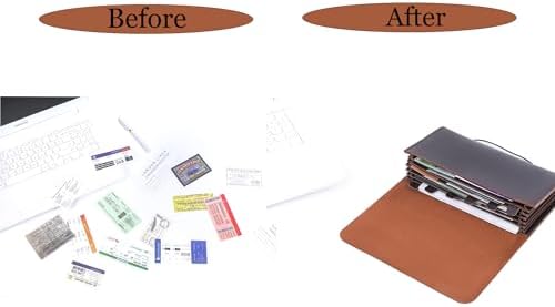 Genuine Leather A6 Receipt Organizer, Leather Expanding Accordion File Folder, 7 Pockets Expanding Bill Receipt Holder for Receipts,Invoices,Coupons,Cards, 7.8X4.3 Inches - Image 6