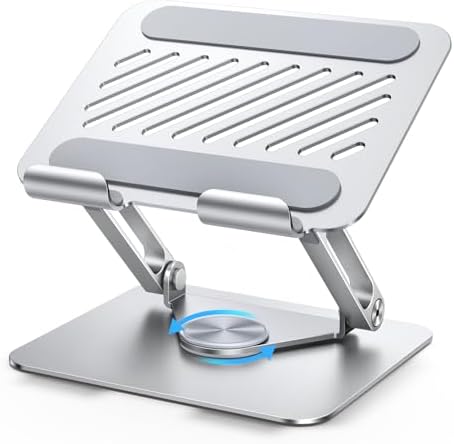 UGREEN Tablet Stand Holder for Desk with 360° Rotating Base Aluminum Dual Rod Support Adjustable Home Office Accessories Compatible with iPad Pro 13 12 11 Air Mini 5 4 3 Phone E-Reader Silver by UGREEN