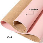 Cork Leather Desk Mat, Desk Pad Large Mouse Pad, Waterproof Desktop Writing Pad Keyboard Mat, Laptop Desk Pad Desk Protector Mat for Office/Home/Work/Decor (80 * 40cm,Light Green) - Image 2