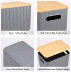 Ohmlove 4 Pack Storage Bins with Bamboo Lids,Stackable Box for Organization - Image 3