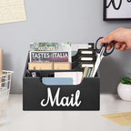 Rustic Wood Mail Organizer Countertop with 4 Slots, Black Mail Holder for Desk, Removable Dividers Mail Sorter, Letter Bill File Organizer for Home Office Classroom, Desktop Organizer with Free Labels - Image 2
