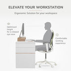 Anji Mountain Monitor Stand for Desk - Desktop Organizer & Laptop Riser, Ergonomic Monitor Riser, Space-Saving, Durable, Easy Assembly & Ideal for Home & Office, Biscotti, Power Edition - Image 4