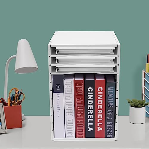 Desktop File Sorter, 11 Compartment Vertical Desktop Sorter, Literature Organizer Sorter Paper Organizer Storage File Sorter Mail Center Magazine Holder, Classroom Mailbox Paper Storage, White - Image 2