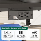 YAOHUOO 23.6" Large Printer Stand with Power Outlet,3D Printer Table,Black - Image 3