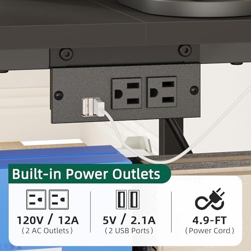 YAOHUOO 23.6" Large Printer Stand with Power Outlet,3D Printer Table,Black - Image 3