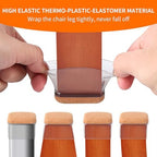 Ezprotekt 24 Pcs Rectangle Clear Silicone Chair Leg Floor Protectors Caps, Rectangle Felt Furniture Pads Covers Cups for Chair Table - Anti- Scratches and No Noise (Fit L :1.3-1.7", W: 0.6-0.9") - Image 3