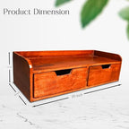 Wooden Desk Organizer with 2 Drawers – Handcrafted Solid Wood Storage Box for Office, Home & Study – Rustic Desktop Organizer for Files, Accessories & Stationery (STYLE 1, BROWN) - Image 3