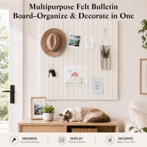 36" x24" Large Felt Bulletin Board, Bold-Stripe 6-Pack Cork Boards - Image 2