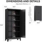 COFaR 71" Black Metal Storage Cabinet with Doors for Office and Garage - Image 2