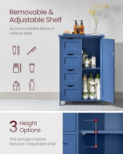VASAGLE Floor Storage Cabinet, Farmhouse, 4 Drawers and 1 Door,32.3" H - Image 5