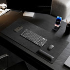 Leather Desk pad for Computer and laptops, Ideal for Gaming and Office use, Large Mouse pad and Keyboard mat,Desk mat Special for man. A complimentary Wrist pad and Phone Stand (Black, 39.37"*17.7") - Image 3