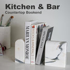 Koville Natural Marble Bookends for Shelves, 13LBS Ultra Heavy Duty Marble Book Holders Organizer, Non-Slip Book Ends, Apartment Decor for Movies/CDs/Video Games - Image 5