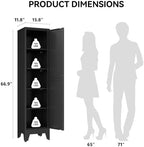 COFaR 67" Metal Pantry Cabinet, Black Storage Cabinet with Magnetic Door & 4 Adjustable Shelves, Slim Freestanding Cupboard for Office, Kitchen, Bathroom - Image 2