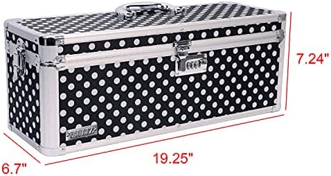 Vaultz Combination Lock Box - Pack of 1-19.24 x 6.7 x 7.24 Inch Doublewide Safe with Key and Combo Lock for Important Documents, Medicine & Money - Black & White Polka Dot - Image 5