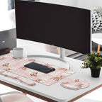 Britimes Keyboard Mouse Pad Set, 4 in 1 Desk Mat Set, Winter Cute Fawn - Image 3