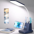 LED Desk Lamp with 10W Wireless Charging & Pen Holder, Navy Blue by Sailstar