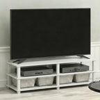 Furinno Turn-S-Tube Toolless Assembly 3-Tier TV Stand, Entertainment Center for TV up to 55 Inch, Wide Printer Stand with Storage Shelf, for Living Room, Bedroom, White - Image 6