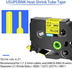 USUPERINK 20PK Compatible for Ptouch HSe-641 HSe641 HS-641 HS641 Black on Yellow 17.7mm 0.69'' Heat Shrink Tubing for Wire Cable for PT1950 PT1960 PT2030 PT2030AD 2030VP Label Maker Tape - Image 2