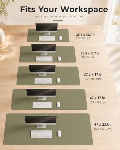 Aothia Cork Desk Mat - Dual-Sided XL PU Leather Desk Pad & Full Desk Protector, Large Waterproof Desktop Mat for Office & Gaming (47" x 23.6", Olive Green) - Image 4