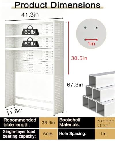 Freestanding Bookshelf with Pegboard, Large Nail Board Display Rack - Image 3