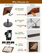 2 in 1 Multiplel-Use Music Stand with Light, Book Holder for Reading, Height Adjustable 18''-55'' Bible Shtender, Portable Podium Stand, Wood Table Stand for Laptop, Classroom, Church, Speech - Image 2
