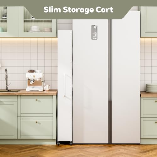 6-Tier Slim Rolling Storage Cart with Wheels, 8-Inch Deep Metal Utility Cart for Kitchen, Bathroom, Laundry, Craft Room – Narrow Design for Easy Organization and Mobility (White) - Image 3