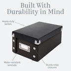Snap-N-Store Index Card Holder Storage Box - Collapsible Organizer Box fits 1100 Flash Cards - Business, Recipe, or Note Card - 3 x 5, 4 Pack, Black - Image 2