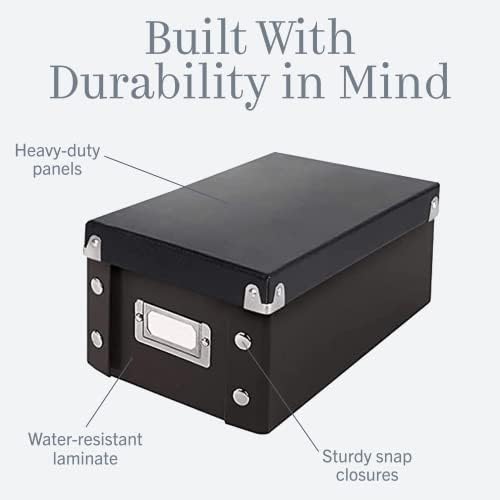 Snap-N-Store Index Card Holder Storage Box - Collapsible Organizer Box fits 1100 Flash Cards - Business, Recipe, or Note Card - 3 x 5, 4 Pack, Black - Image 2