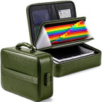 Fireproof Document Box With Lock, 16-Pocket File Organizer, Green by Unknown