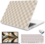 Teryeefi Khaki Checkered Case for MacBook Air 13.6 inch M5 M4 M3 M2 (2022-2026 Release) by Teryeefi
