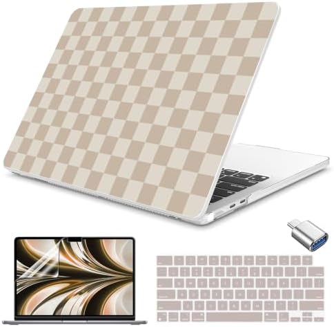 Teryeefi Khaki Checkered Case for MacBook Air 13.6 inch M5 M4 M3 M2 (2022-2026 Release) by Teryeefi