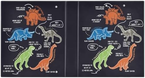 Dinosaur Cartoon Black Decorative 3 Ring Binder 1.5 Inch Large View Binders with Pockets File Organizer for Office College School, 2 Pack - Image 2