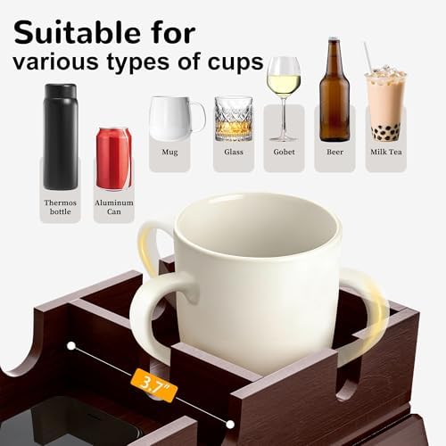 Korser Couch Armrest Table, Sofa Arm Tray with Removable Cup Holder, 2 in 1 Anti-Slip Armrest Tray Table for Couch, Bamboo Foldable Couch Cup Holder for Drinks Snacks Phone Remote Control - Image 5